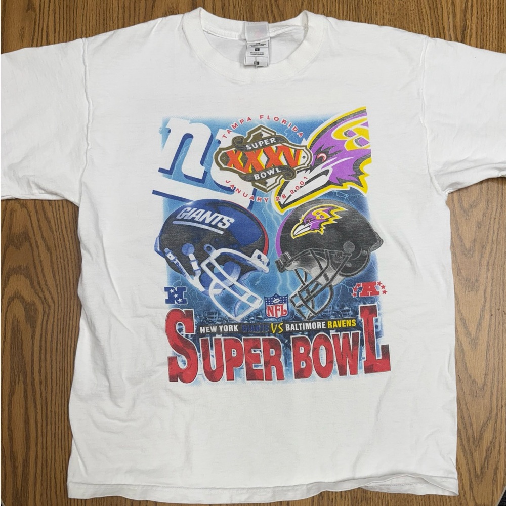 Vintage 2001 Super Bowl GIANTS RAVENS Tshirt large
